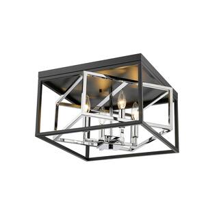 Flush Mount Ceiling Light - Crystal Embellished Metal Fixture - 16 Inch Diameter - 7