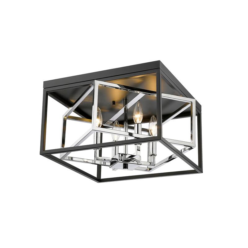 Flush Mount Ceiling Light - Crystal Embellished Metal Fixture - 16 Inch Diameter - 7