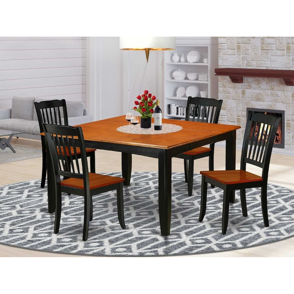 Square Dining Set 5pc - Old World Charm Table & Chairs - 36/54 Inch Extendable