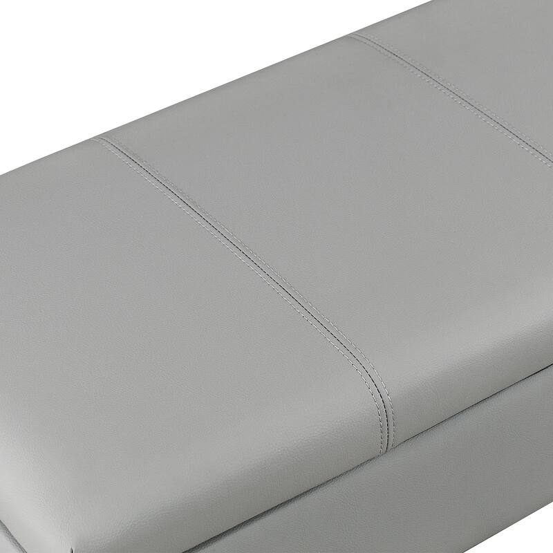 Adeco 42" Faux Leather Storage Bench with Lift-Top Lid