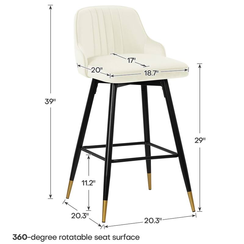 Modern Velvet Upholstered Swivel Counter/ Bar Stools Set of 2/4