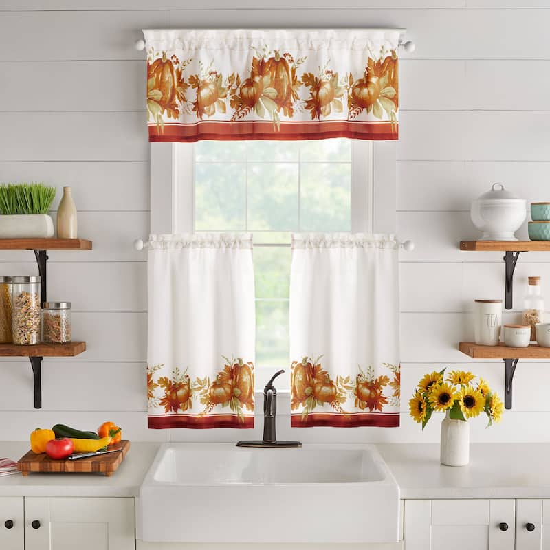 Autumn Pumpkin Grove Fall Kitchen Curtain Valance and Tier Set - 60x36 - 60x36