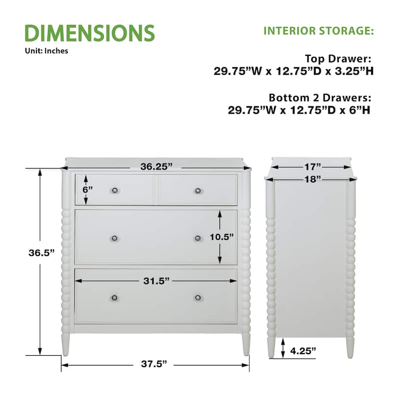 Spindle 3 Drawer Chest (1-Year Warranty)