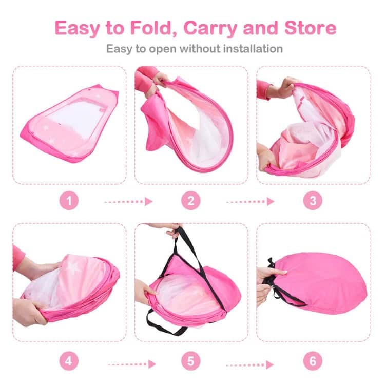 Pink Portable Kid Play House Play Tent with 100 Balls - 33.5" x 33.5" x 39.5"