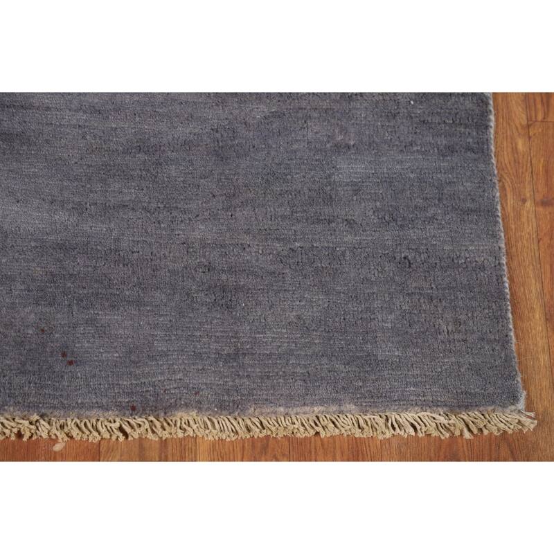 Contemporary Blue Gray Gabbeh Oriental Rug Hand-Knotted Wool Carpet - 3'1"x 4'9"