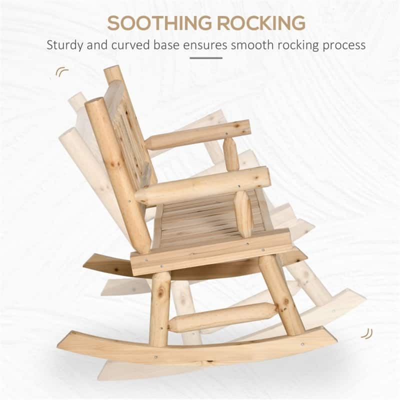 Wood Outdoor Rocking Bench Porch Garden Seat 550lbs - 44” L x 37.75” W x 36.5” H