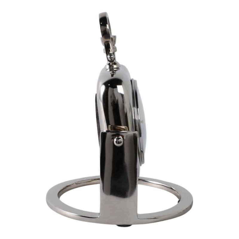 Metal Glass Desk Clock with Roman Numerals and Curved Frame Design - 7" x 7" x 9"