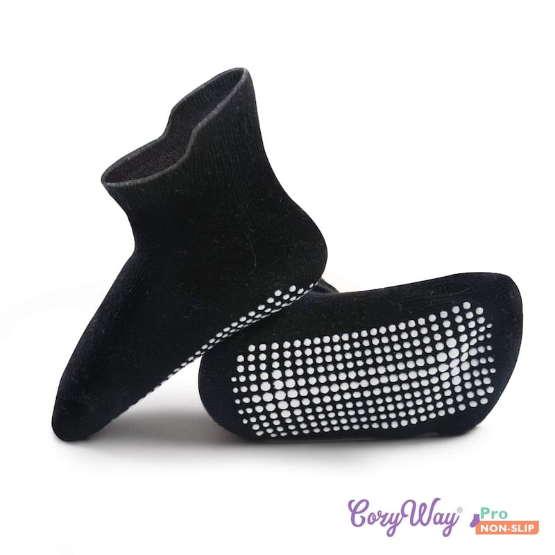 CozyWay Ankle Grip Socks Black/White/DarkGray - 12 pair, 6-12 Months, Unisex