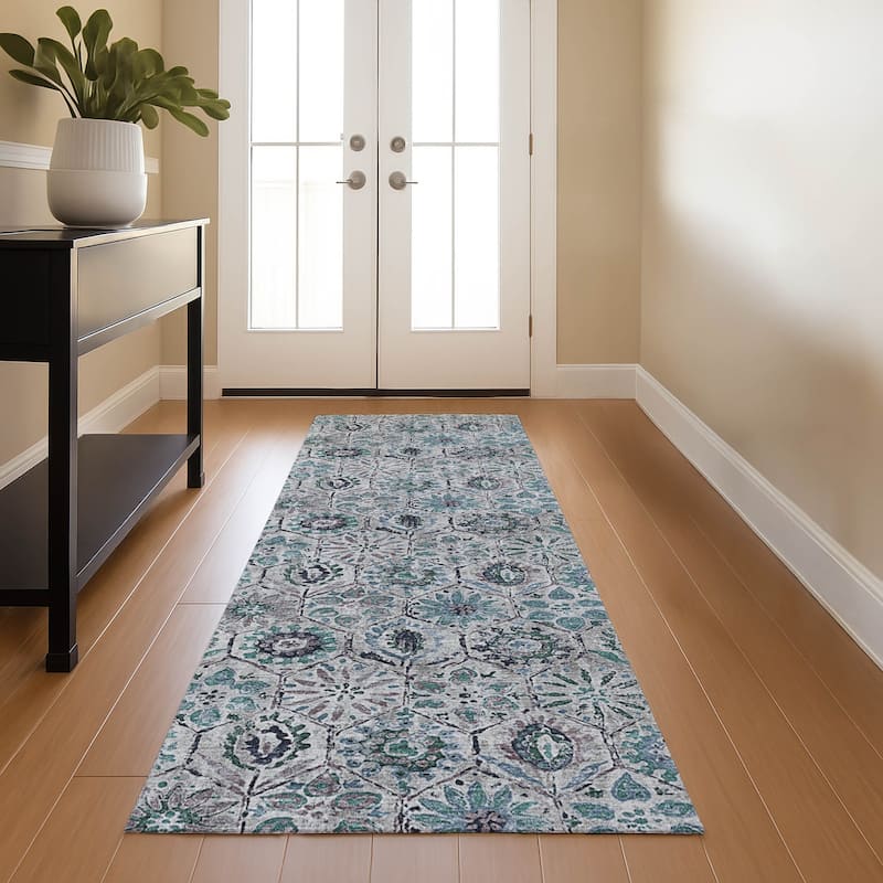 Premium Washable Super Soft Traditional Farmhouse Mayfield Rug - Teal - 2'3" x 7'6"