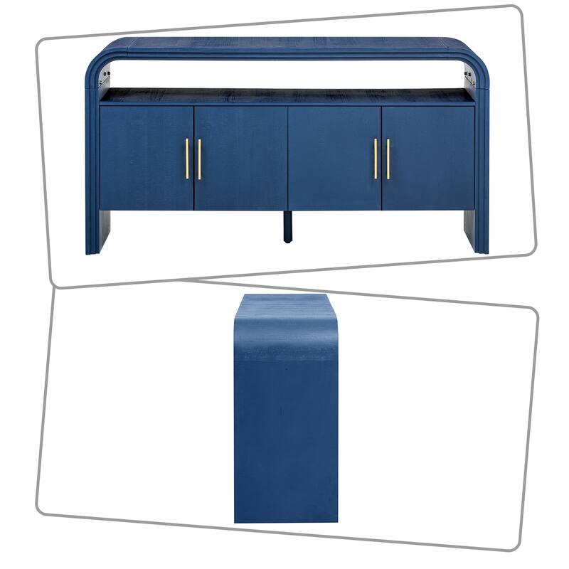 Modern luxury style sideboard with open storage and cabinets, shelves for living room hallway at kitchen