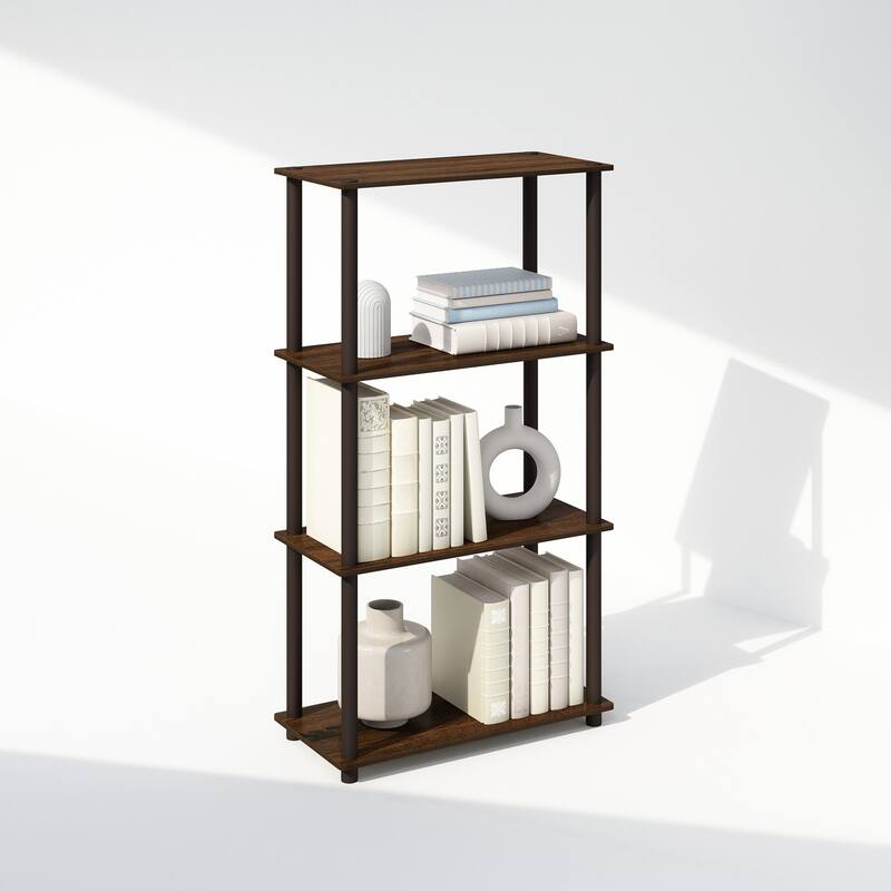 43.25 in. Tall Walnut/Brown Wood 4-Shelf Bookcase