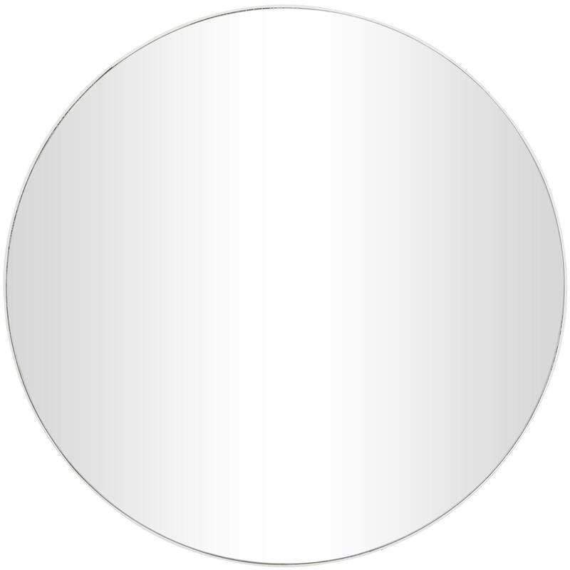 Wooden Wall Mirror with Thin Minimalistic Frame - White - Roche River Decor - White -  36"W, 36"H
