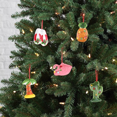 4" Set of 5 Ceramic Tropical Ornaments