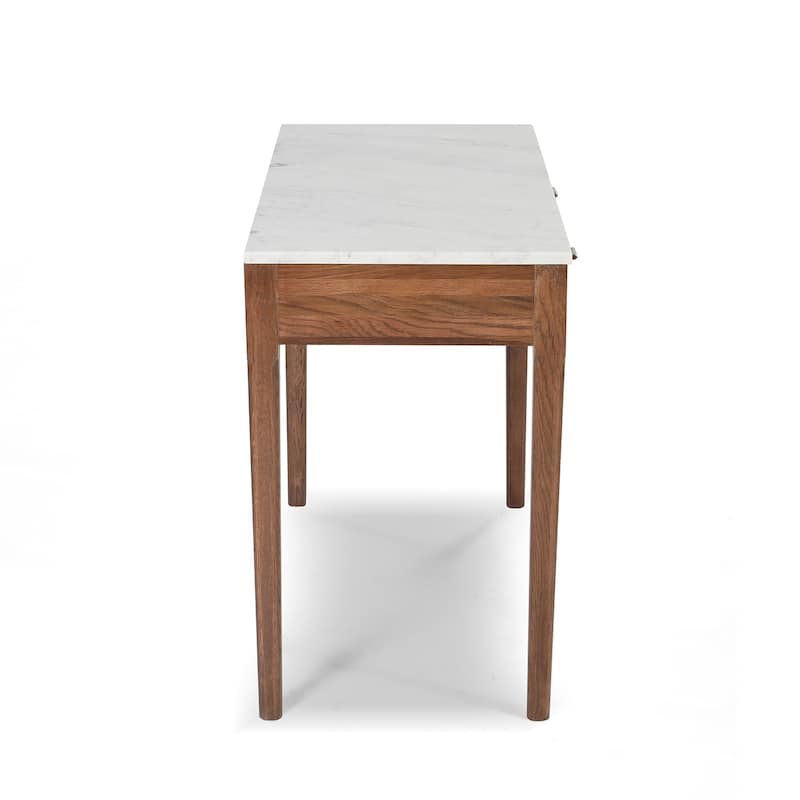 Meno 36" Rectangular Italian Carrara White Marble Console Table with Legs