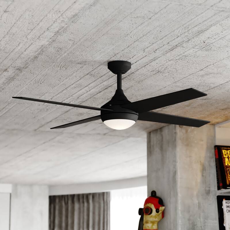 Hamlin Black Contemporary 52-in. Ceiling Fan with LED Light Kit and Remote - 52-in W x 15.25-in H x 52-in D - Black - 52-in W x 15.25-in H x 52-in D