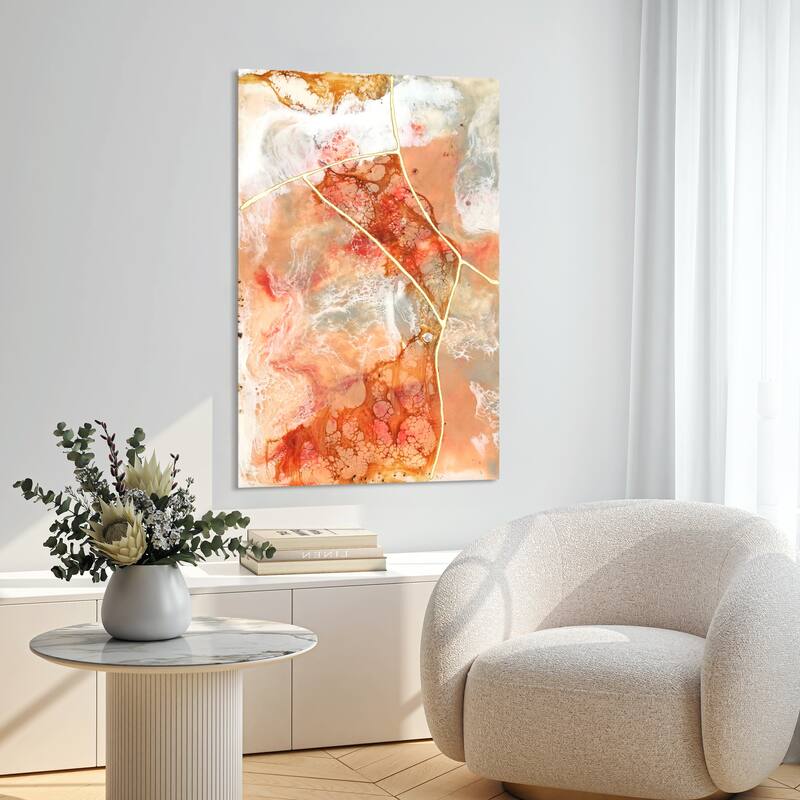 "Coral Lace I" Frameless Free Floating Tempered Glass Panel Graphic Wall Art