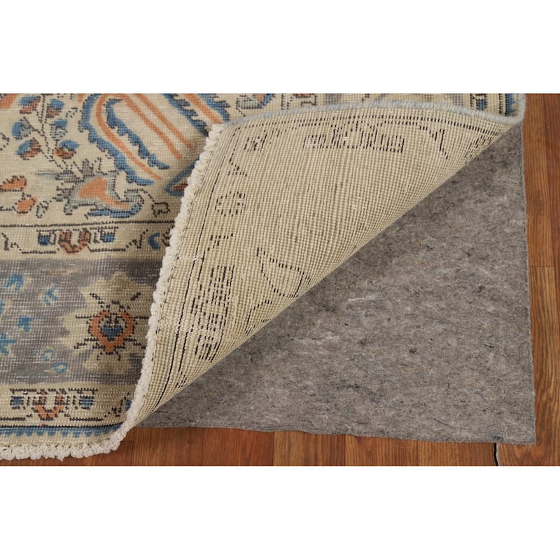 Light Blue Floral Tabriz Persian Area Rug Hand-Knotted Wool Carpet - 6'5"x 9'5"