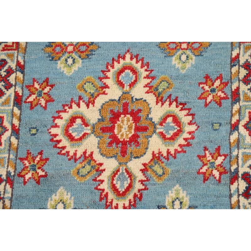 Light Blue Kazak Foyer Rug Handmade Traditional Wool Carpet - 2'0" x 3'0"