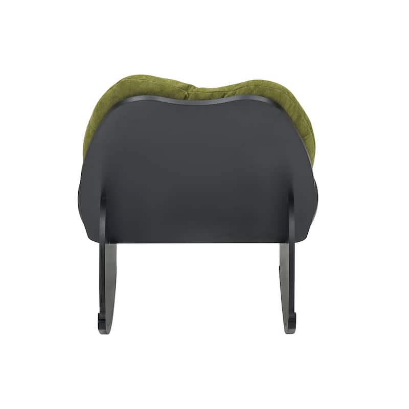 Mid Century Accent Rocker Armchair With Side Pocket, Upholstered Wooden Rocking Chair for Living Room Baby Kids Room Bedroom