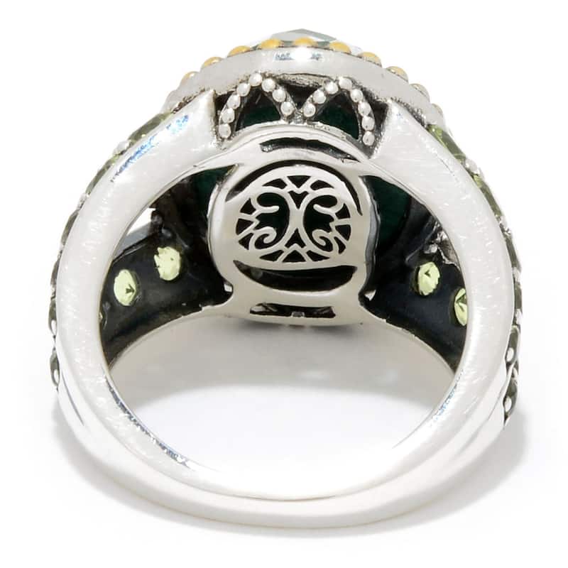 Malachite Doublet With Peridot Gemstone Ring