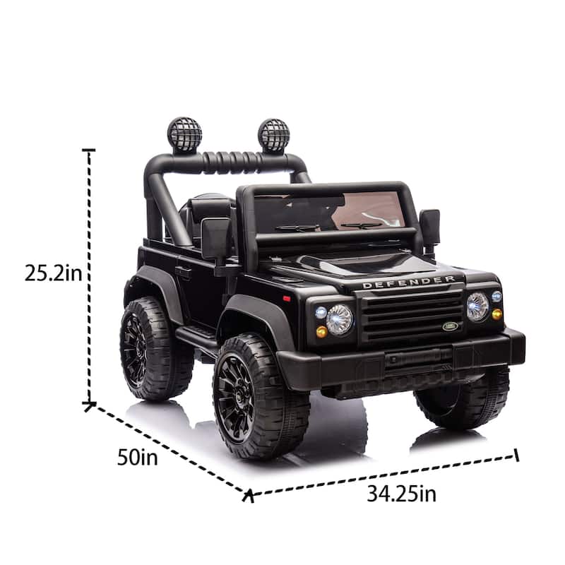 Kids Ride-On Car with Remote Control, Black Off-Road Toy Car Battery Powered Electric Vehicle with LED Lights
