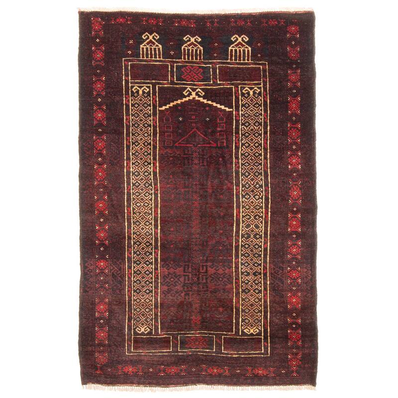 ECARPETGALLERY Hand-knotted Teimani Dark Burgundy Wool Rug - 2'5 x 3'11