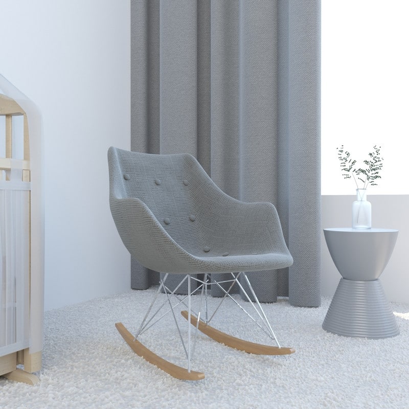 Willo Polyester Upholstered Rocking Nursing Chair - Modern Accent Armchair for Home Living Room Bedroom Indoor & Outdoor - Grey