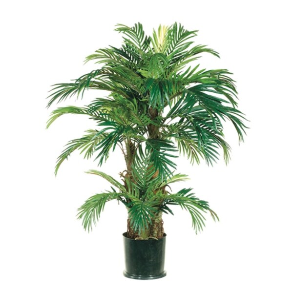 Pack of 2 Potted Artificial Triple Trunk Green Phoenix Palm Trees 4