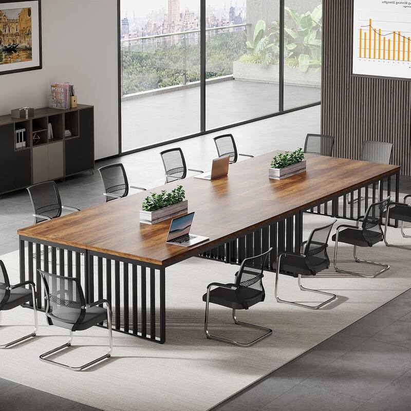 6.56 ft Industrial Conference Table, Rectangular Meeting Table for Seminar, Business & Negotiation