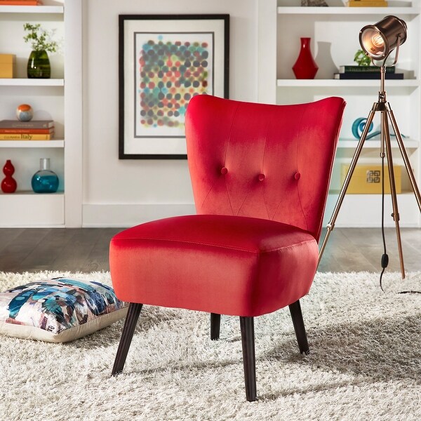 red armless accent chair