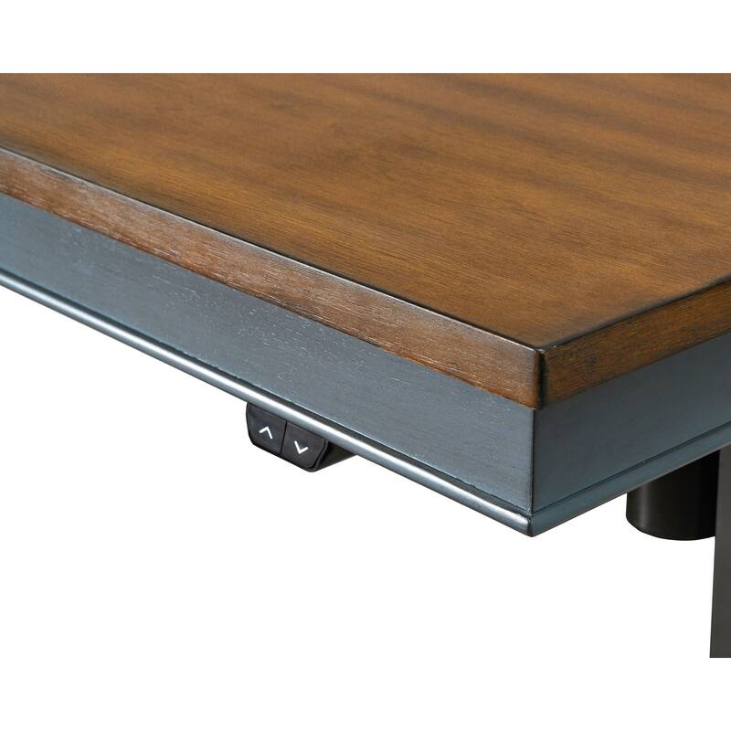 Farmhouse Electric Sit/Stand Desk, Height Adjustable Table, Blue