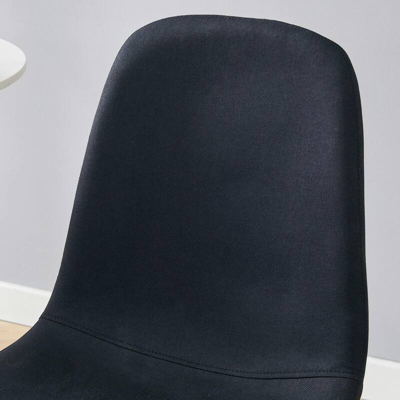 Luxury Simple Chair - Set of 4 BLACK Linen-Cotton Material High Resilience Dining Chair with Metal Walnut Color Leg.Inte