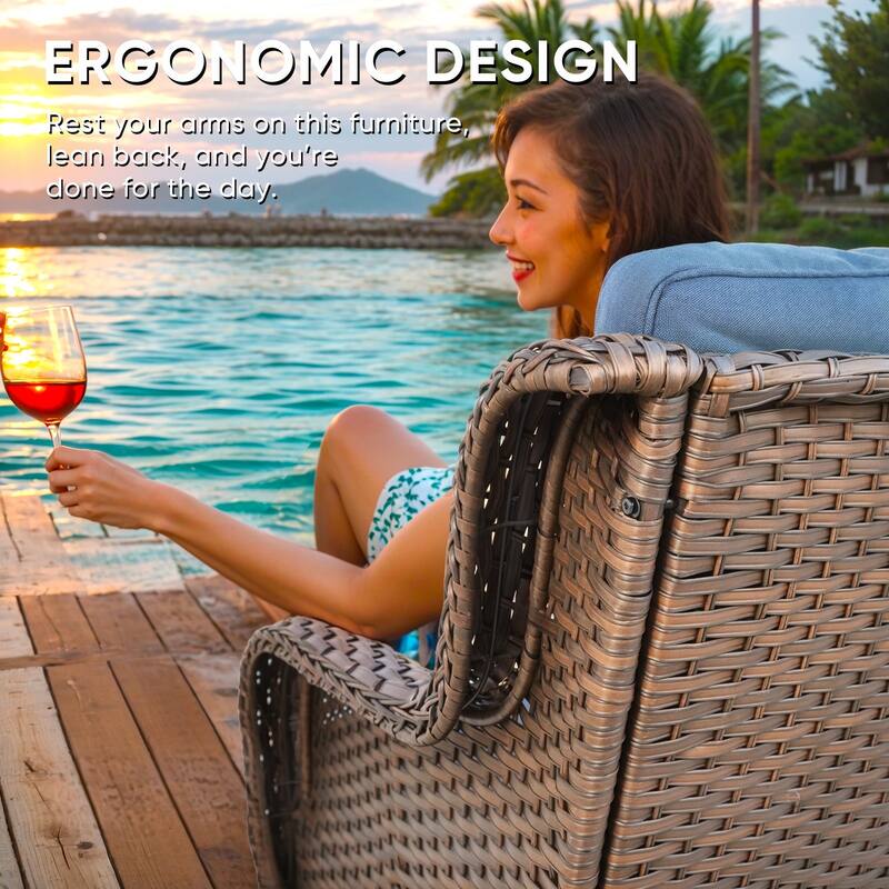 Patio Loveseat Wicker Sofa with Swivel Chair with Table