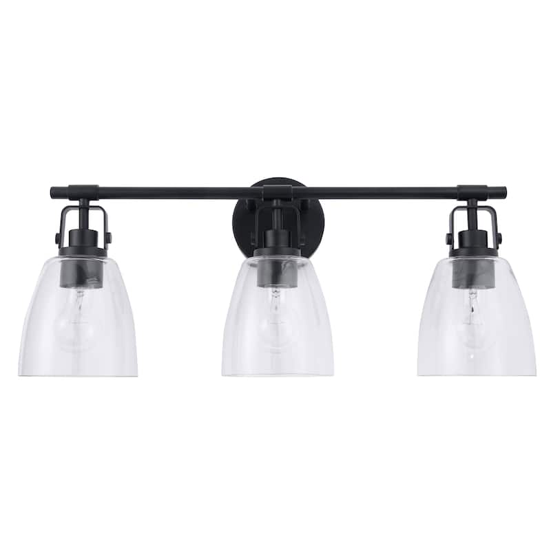 Brilliance Modern Farmhouse 3-Light Black Vanity Light - 24"L x 7"W x 10.5"H