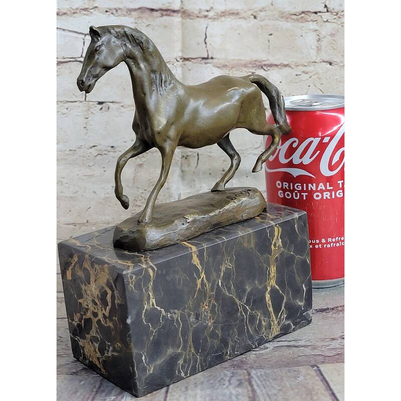 Hot Cast Bronze Galloping Imitative Horse Miniature Bronze Sculpture Statue Figure On Marble Base