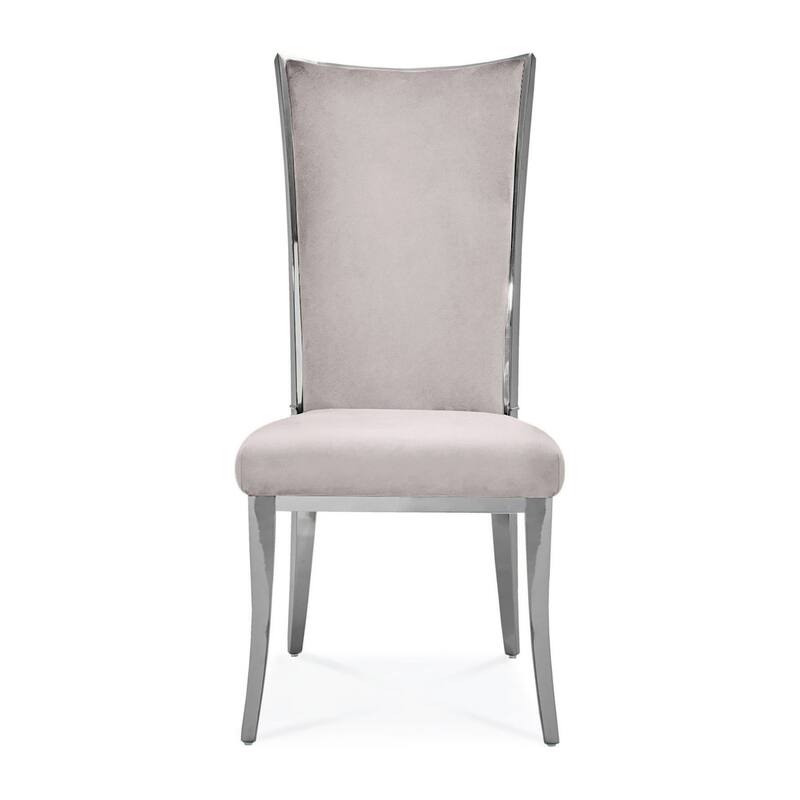 Massimo Silver Stainless Steel Dining Chair - Taupe