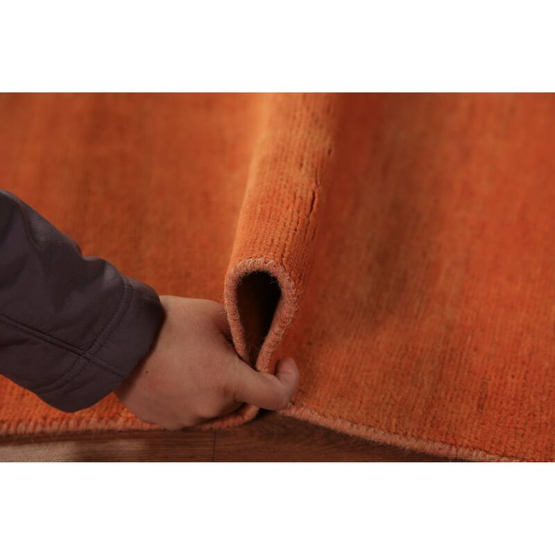 Orange Gabbeh Oriental Rug Hand-Knotted Foyer Wool Carpet - 3'4" x 4'10"
