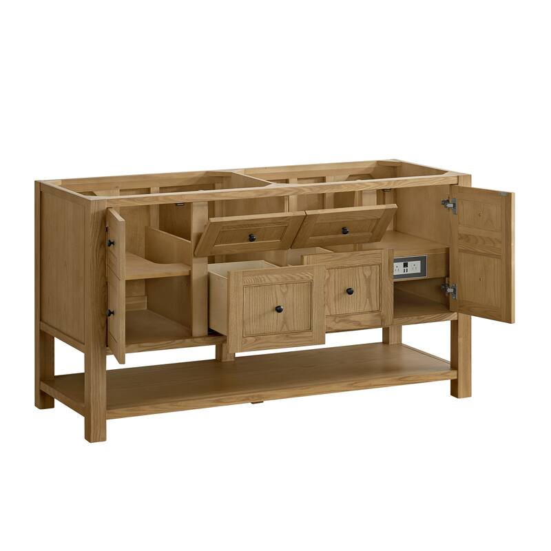 Breckenridge 60" Double Vanity, Light Natural Oak - 60D
