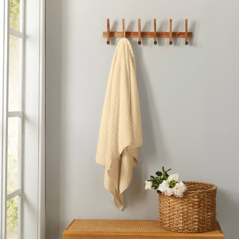Linery & Co. Cotton Diamond Waffle Texture Bath Towels - Bath Sheet (Pack of 2) - Oatmeal