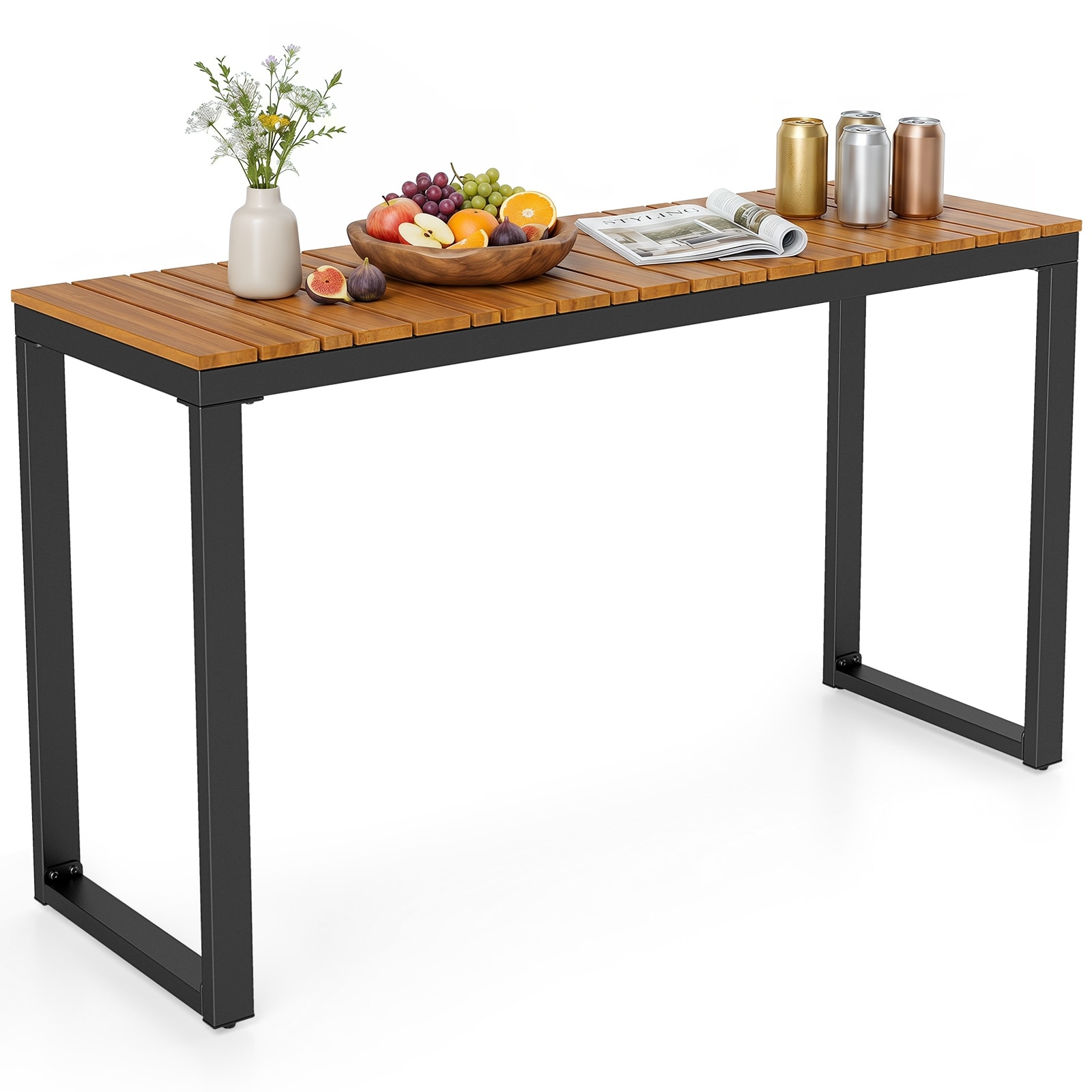 Costway Outdoor Console Table with Metal Frame Foot Pads Buffet Bar - See Details