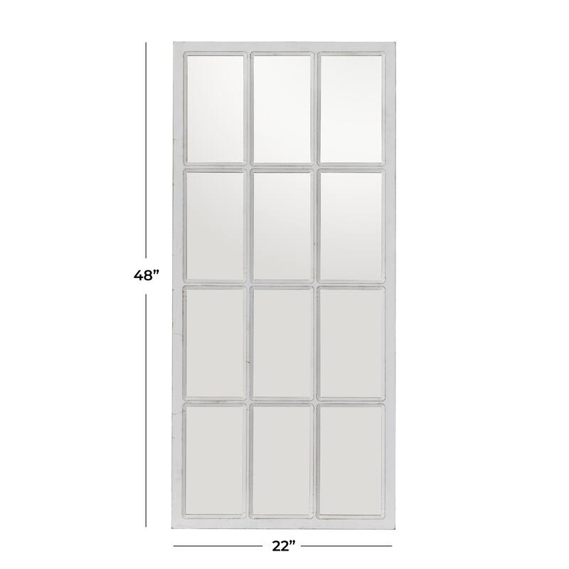 White Wood Window Pane Inspired Room Wall Mirror - 22"W, 48"H