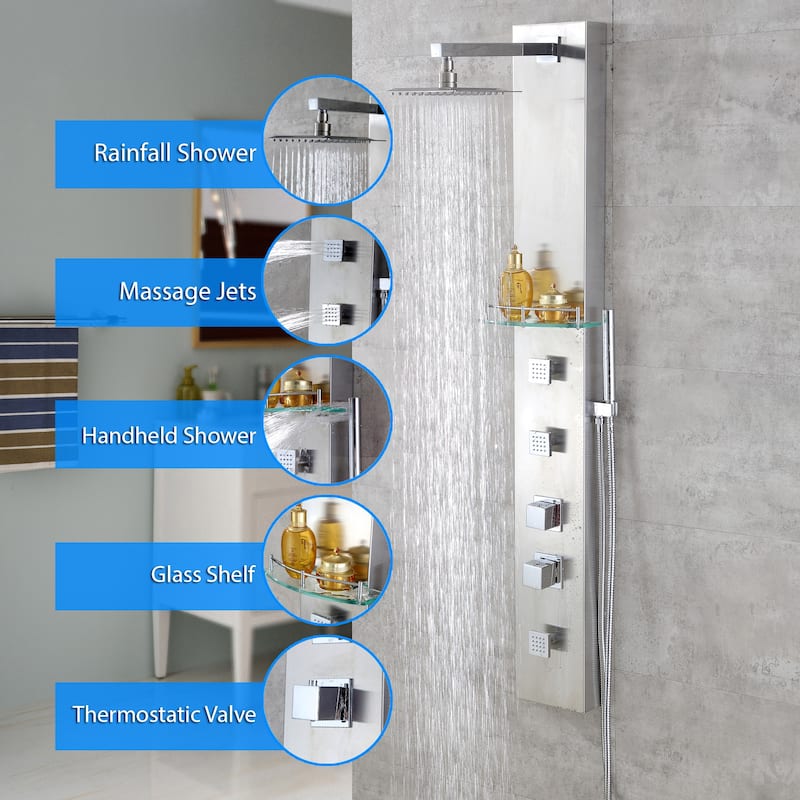 Luxier SP21-CEC 55 in. 3-Jet Thermostatic Shower Panel Tower System