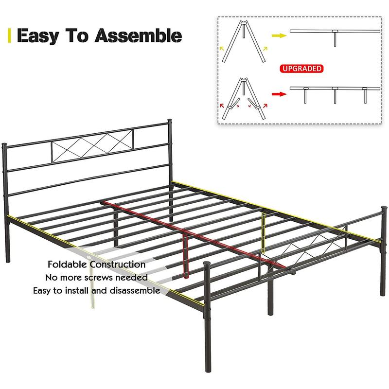Javlergo Metal Platform Bed Frame with Headboard Twin/Full/Queen Size Platform Bed
