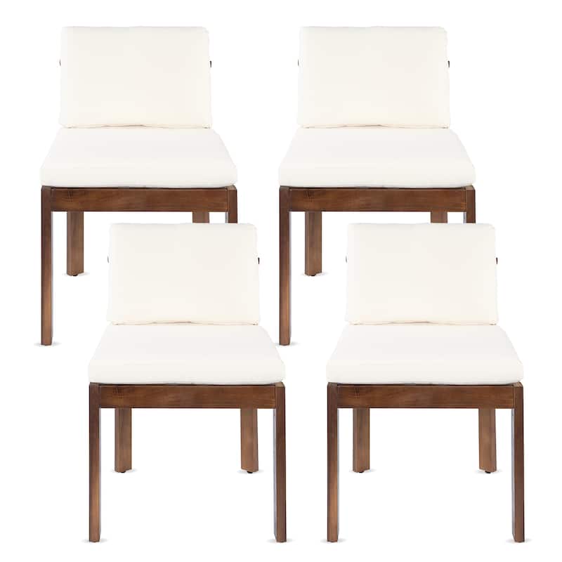 Christopher Knight Home - Modern Wooden Outdoor Dining Chair with Cushions