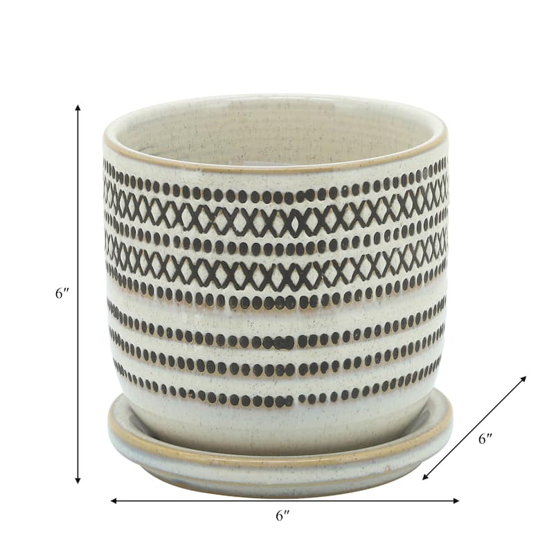 Sagebrook Home Ceramic Planter with Saucer