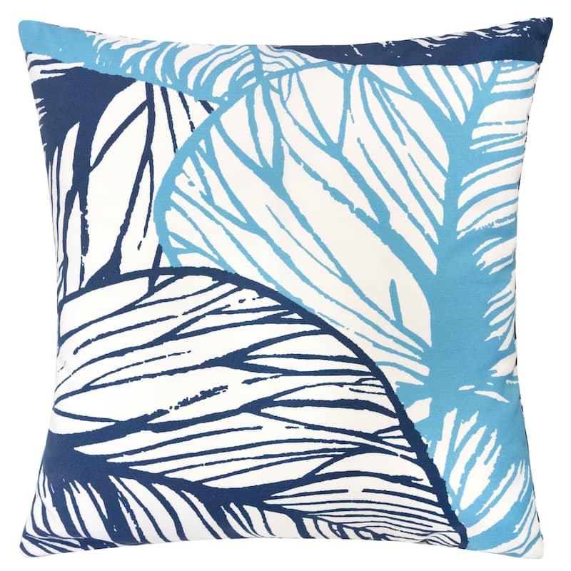 Leaf Vein Throw Pillow Outdoor Indoor Weather Resistant 20x20 Inches - Indigo