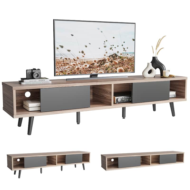 TV Stand for up to 75" TVs with Solid Wood Entertainment Center TV Console Mid-century - 70 inches