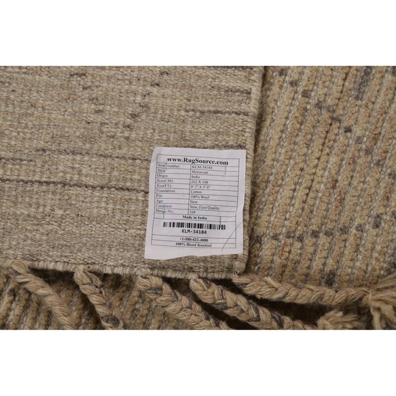 Trellis Moroccan Oriental Area Rug Hand-Knotted Wool Carpet - 5'6" x 8'7"