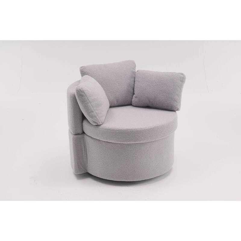 360° Swivel Chair with Storage and Throw Pillows