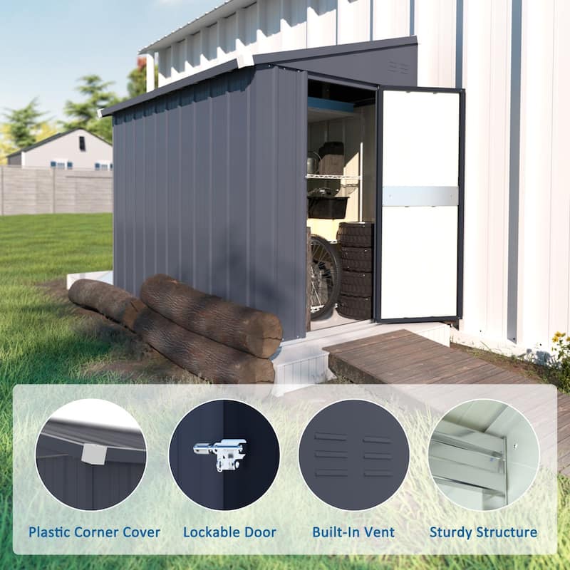 VEIKOUS Outdoor Storage Shed with lean-to Roof for Backyard